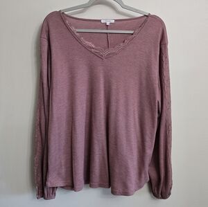 Maurices Dusty Rose Long Sleeve V-Neck Top